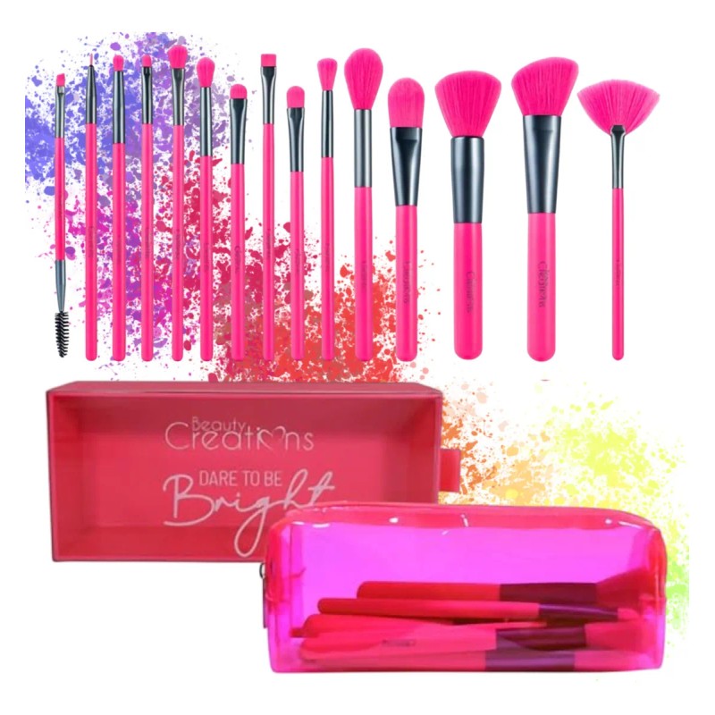 Beauty Creations Pink Neon Set De Brochas 15 Piezas Color
