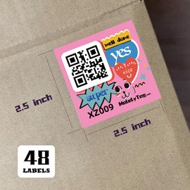 Color-Coded Cartoon QR Code Labels for Storage & Organization - 48-Pack - Compatible with iOS, Android, and Web - No Subscription Fees