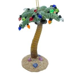 Palm Tree Christmas Tropical Coastal Beach Ornament with Xmas Lights