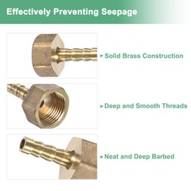 M METERXITY 2-Pack Brass Hose Barb Fittings, 6mm x G3/8 Female Adapter Hose Connector with Stainless Steel Hose Clamp & PTFE Tape, Barbed Air Hose Repair Fitting Adapter Kit