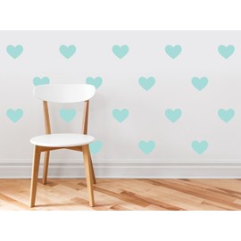 Heart Fabric Wall Decals - Set of 23 Heart Wall Stickers - Aqua - Non-Toxic, Reusable, Repositionable