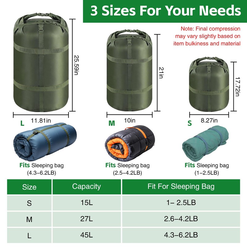 NewShot Compression Sack, Ultralight Portable Stuff Sack for Sleeping Bag