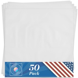 Claev 50 Anti Static Inner Record Sleeves for Vinyl LP Records - 12 inch, Square, Translucent - Album Record Protective Plastic Covers for Storage