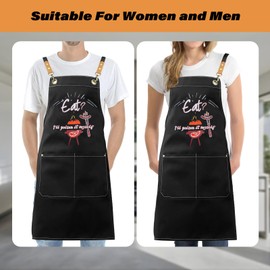 Sahunfri Canvas Work Aprons for Men with Pockets Funny Black BBQ Aprons - Adjustable Strapand Waterproof Kitchen Chef Apron Funny Gifts for Son Husband Friend