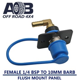 Flush Mount Air Fitting 90 degree female 1 bsp to 10mm Barb compressor tyre inflation tank deflate with Blue Cap