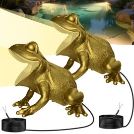 OSREE 6W Brass Pond Light LED Underwater, 12V Low Voltage Frog Underwater Pond Light 2700K, IP68 Waterproof Submersible Ponds Lights for Outdoor Ponds Fountain Waterfall Water Feature, 2 Pack
