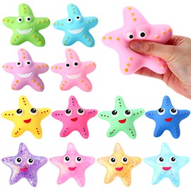 Meooeck 12 Pack Stress Relief Axolotl Toys Stress Glitter Axolotl Starfish Sugar Balls Relaxing Sensory Fidget Toy Relieve Anxiety Squeeze for Birthday Party Supplies Goodie Bag Stuffers (Starfish)