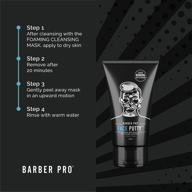 BARBER PRO Face Putty Peel Off Mask with Activated Charcoal