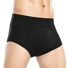 Carer Mens Incontinence Pants Reusable Washable Cotton Incontinence Pants with Absorbent Pad 200ML Urine Volume Black L Size