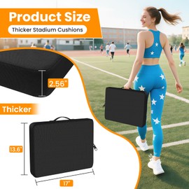 Stadium Seat Cushion 2 Pcs, Extra Thick 2.56" Portable Bleacher Cushion with Zipper, Waterproof 600D Oxford Fabric, Outdoor Seat Cushion for Bleachers, Sports Events, Beaches