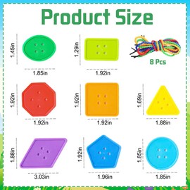 128 Pcs Big Bright Buttons for Kids, 8 Geometric Shapes Plastic Assorted Sewing Buttons for Crochet Knitting Arts and DIY Crafts Projects Hand Made Gifts, Random Colors