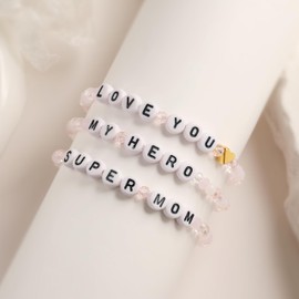 Mother's Day Gifts for Mom Bracelets Happy Mother's Day Gift for Mama Easter Birthday Christmas My Hero Jewelry(Super Mom)