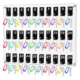 Beeveer Acrylic Key Board with 30 No. Hooks Wall Mount Key Rack Holder Hanger Storage Collection for School, Garage, Car Dealer, Office, Hotel, Real Estate(Transparent)