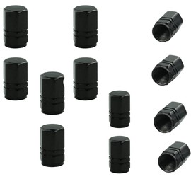 Bluejunior 12Pcs Tire Valve Stem Caps (Black), Aluminum Alloy Hex Grip Valve Covers，Dust-Proof Replacement Caps for Car, Bike, Motorcycle & SUV
