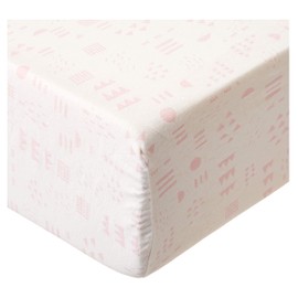 HonestBaby Fitted Crib Sheets Fits Standard Mattress Bassinet, Mini Prints 100% Organic Cotton Baby Boys, Girls and Unisex (LEGACY), Pattern Play White/Pink, One Size