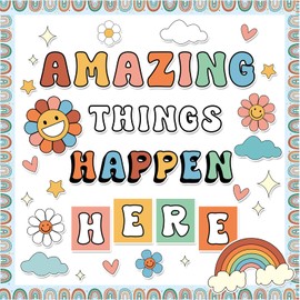 Amazing Things Happen Here Bulletin Board Boho Bulletin Board Decoration Set Inspirational Amazing Rainbow Bulletin Board Welcome Bulletin Board for Back to School Classroom Wall Decor
