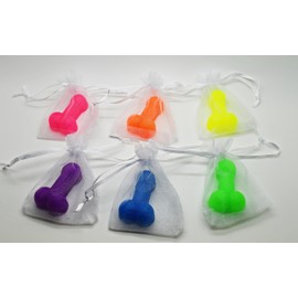 Mini Willy Soap Favours - Organza Bag - Rainbow Colours - Hen Party Novelty Guest Gift Favour - Vegan (12)