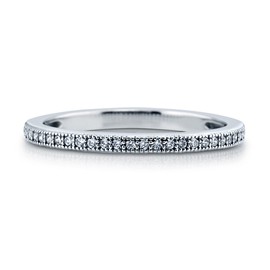 BERRICLE Sterling Silver Wedding Rings Micro Pave Set Round Cut Cubic Zirconia CZ Half Eternity Ring for Women, Rhodium Plated Size 9.5