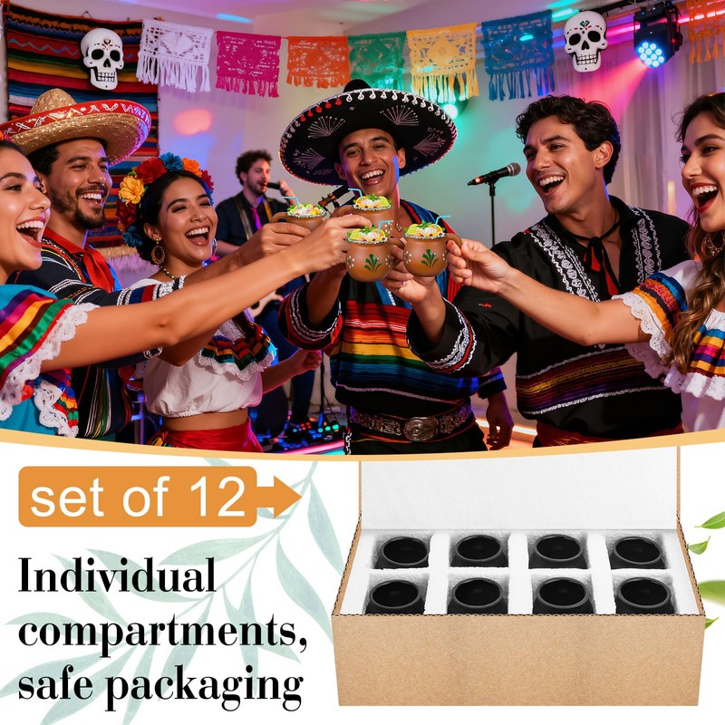 Gejoy Pack of 3oz Cantaritos De Barro Mexican Cups Mini