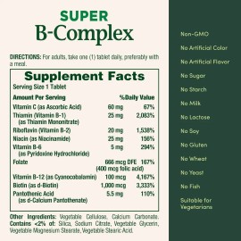 Súper Complejo B + Ácido Fólico Y Vitamina C (150 Tabletas) Sin Sabor