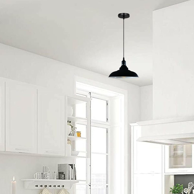 DC VOLTAGE Metal Ceiling Lamp Shade Black Inner White 32cm