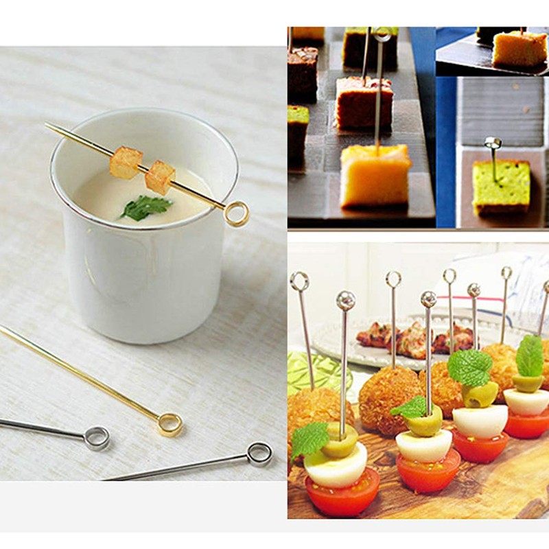 20 Pieces Stainless Steel Cocktail Picks Appetizer Pick Fruit Stick