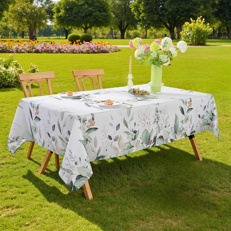 SASTYBALE Summer Tablecloth, Spring Rectangle Table Cloth Eucalyptus Leaves Table