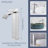 Airuida Tall Bathroom Vessel Faucet Chrome Polish Waterfall Bathroom Single
