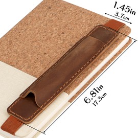 JANKINGS Vintage Crazy Horse Leather Elastic Notebook Pen Holder, Genuine Leather Pen Pouch Strap for Journal, Brown, 1 Pack