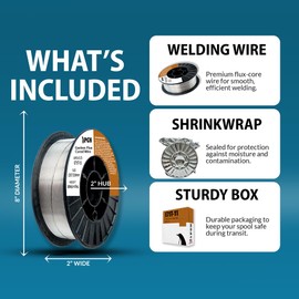 PGN Flux Core Mig Wire E71T-11 .030 + .035, 10 Pound Spool - Gasless Mild Steel MIG Welding Wire with Low Splatter - For All Position Arc Welding