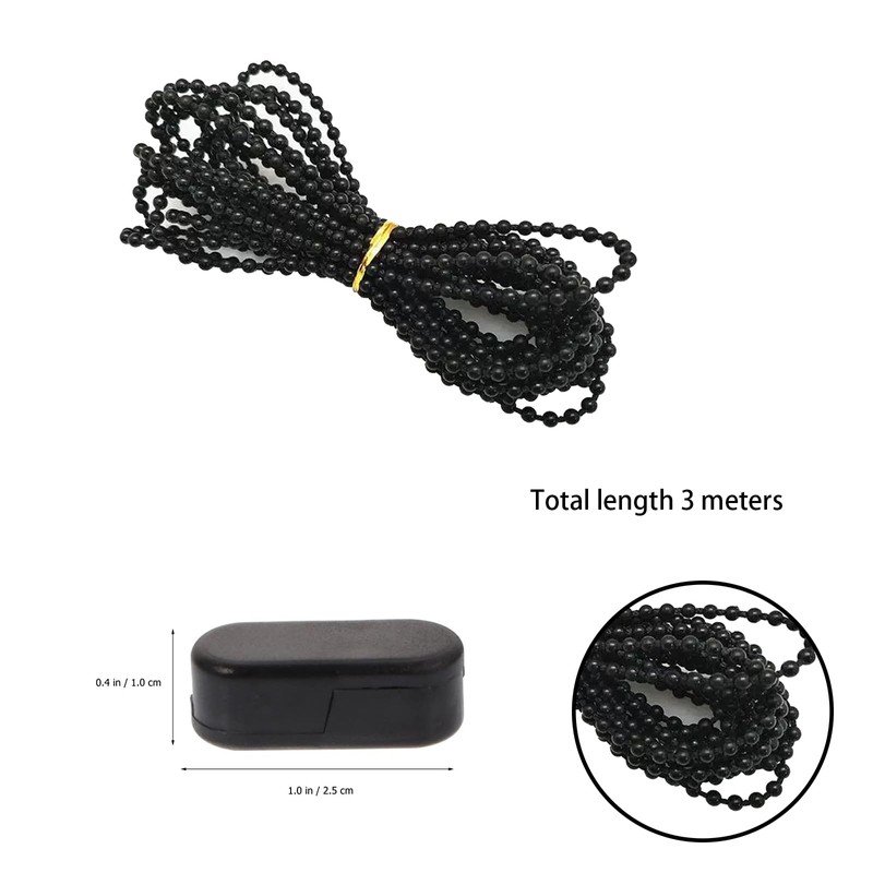 3 Meter Roller Blind Cord Black,Plastic Ball Beaded Chain with