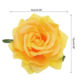 MECCANIXITY 30 Pcs Rose Flower Hair Clips 4 Inch Flower Hair Pins Flower Brooch for Women Hair Accessories Yellow