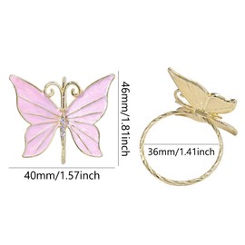 Butterfly Napkin Rings Set of 8, Flower Butterfly Napkin Ring Holder for Easter, Wedding, Christmas, Dinner Party, Family Gathering Napkin Cloth Ornament Decoration Table Accessories (Pink)