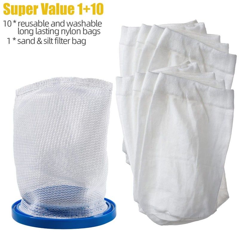 Pool Vacuum Cleaner Reusable Filter Bag with 10-Pack Ultrafine Mesh