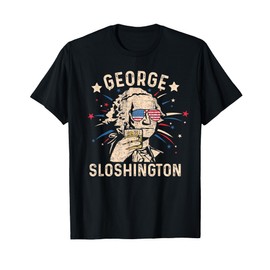 Vintage George Sloshington Washington 4th of July Funny USA T-Shirt