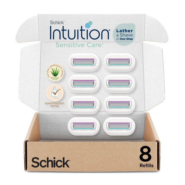 Schick Intuition Refill, Razors Blades with Organic Aloe for Women Sensitive Skin | 8 Count