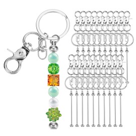 PATIKIL 20 Pcs Beadable Keychains Bars, Metal Beaded Keychain Blanks Bulk Making Supplies Kit with Swivel Snap Hooks for Pendant DIY Art Crafts, Silver Plating