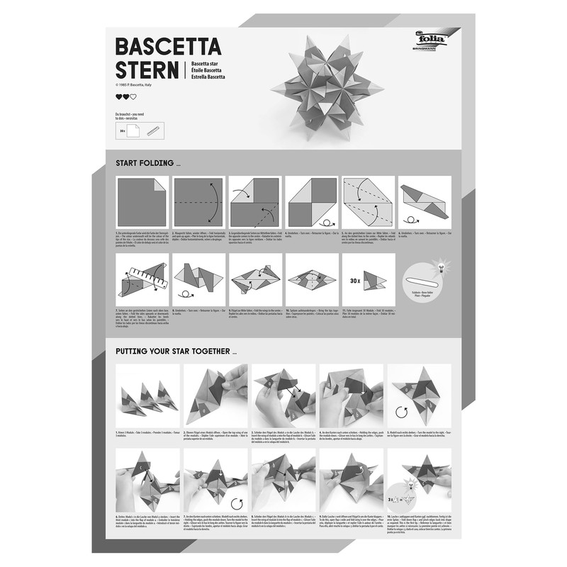 folia - Craft Set Bascetta Star, Transparent White, Finished Size