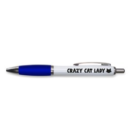 Tongue in Peach Funny Novelty Push Pen Gift | Ballpoint Pens Work Colleague Leaving Work Present | Crazy Cat Lady | Funny Joke Stationary | BLUE PP53