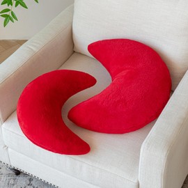Znhinery Moon Pillow, Decorative Throw Pillows with Soft Faux Rabbit for Bed Couch, Moon Shaped Pillows Plush Floor Cushions Room Decor Pillow for Sofa Bedroom Living Room