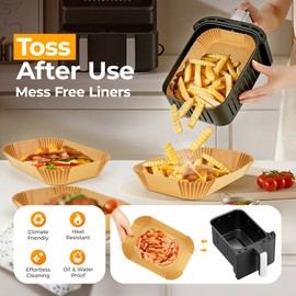 Air Fryer Liners Disposable for Dual Baskets, 200Pcs Rectangle Parchment Paper Liner for Ninja DZ201 DZ401, Chefman/COSORI 2-Basket Air Fryer, Oil Proof Baking Paper by Vailnd(8.6x5.5 Inch)