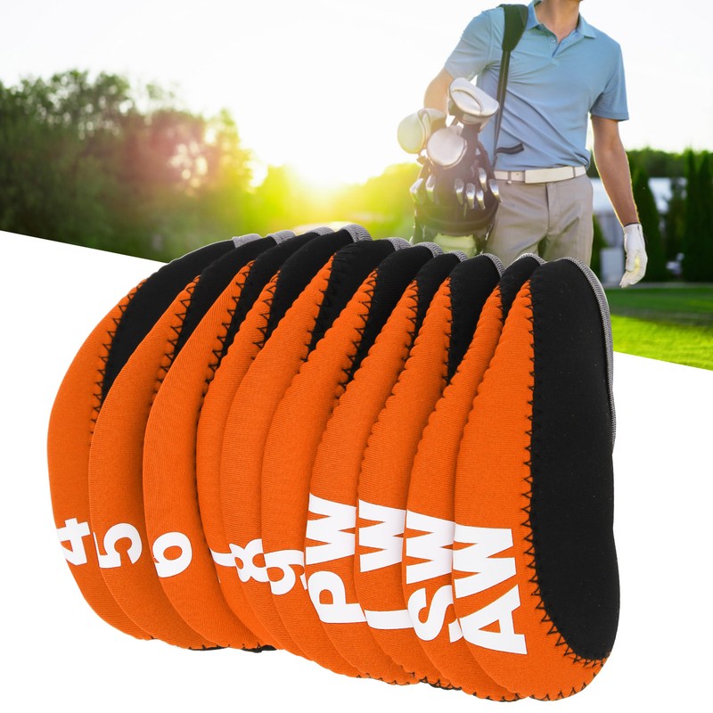 10Pcs/set Leather Golf Club Iron Head Covers Golf Putter Club
