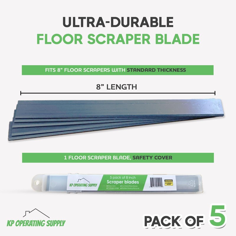8" Replacement Floor Scraper Blades 5 -Pack - Angled Demolition