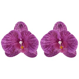 Boho 3D Flower Dangle Earrings for Women Exaggerated Large Butterfly Orchid Floral Statement Charms Drop Lightweight Elegant Dangling Wedding Birthday Beach Jewelry Gifts (Purple)