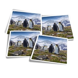 Vinyl Square Stickers (Set of 4) 10cm - South Georgia Island Penguin Bird for Laptops, Tablets, Luggage, Scrap Booking, Fridges #52082
