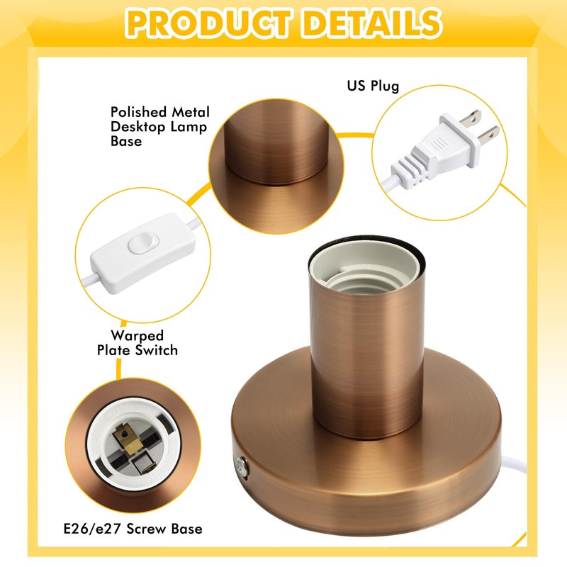 Tuanse 2 Pcs Polished Metal Desktop Lamp Base E26 E27