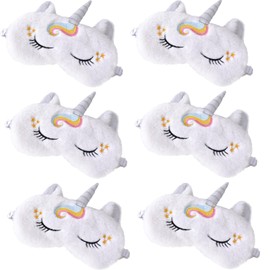 6Pack Sleep Mask for Kids Girls, White Cute Unicorn Eye Mask for Princess Sleeping,Night Blindfold Bed Eye Covers for Children