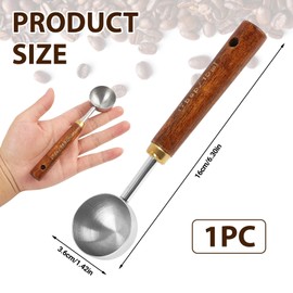 15ml Coffee Measuring Scoop Spoon, Stainless Steel Wooden Coffee Spoon in Walnut with Long Natural Walnut Handle, Tablespoon Coffee Scoop for Ground Coffee, Tea, Cocoa & Kitchen Use