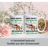 Kaffeetasse mit Lustigem Spruch Der Geist ist willig- der Körper