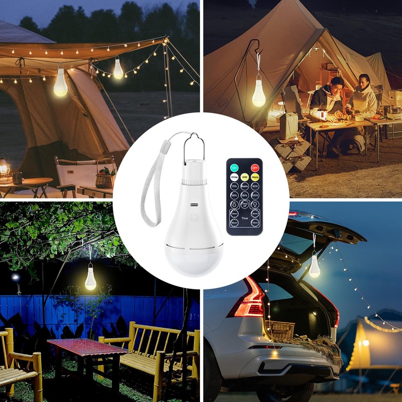 Brightown E26 Rechargeable Light Bulb with Remote and Timer, Battery